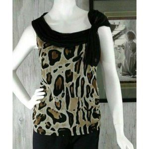 Grace Elements Womens Blouse Size M Animal Print